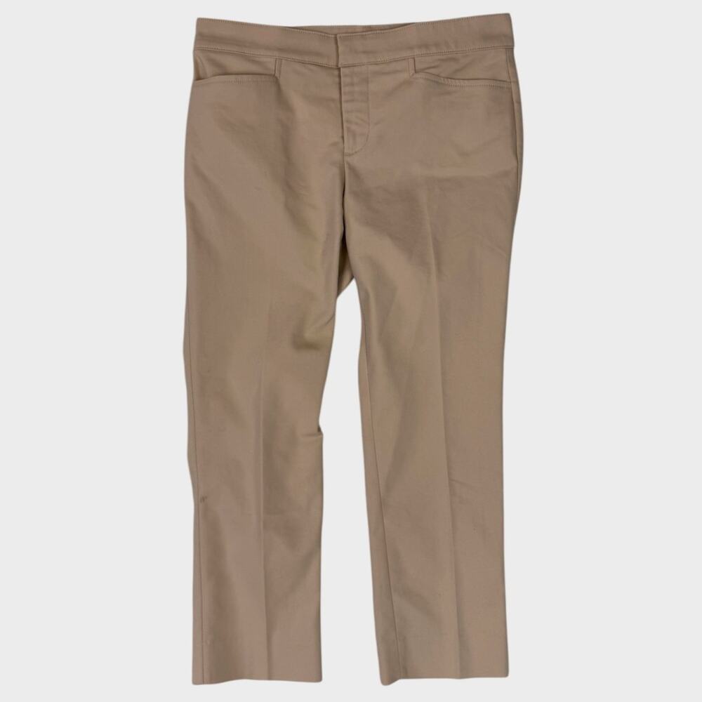 Chaps Womens Petite 8P Khaki Beige Cropped Pants Cotton Polyester